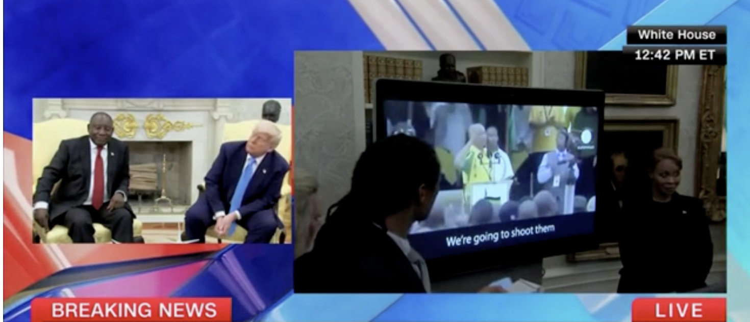 CNN Interrupts Live Footage Of Trump Airing Montage Of South Africans Calling For Genocide Against Whites